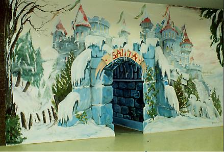 Painting of ice castle entrance to Santa's grotto