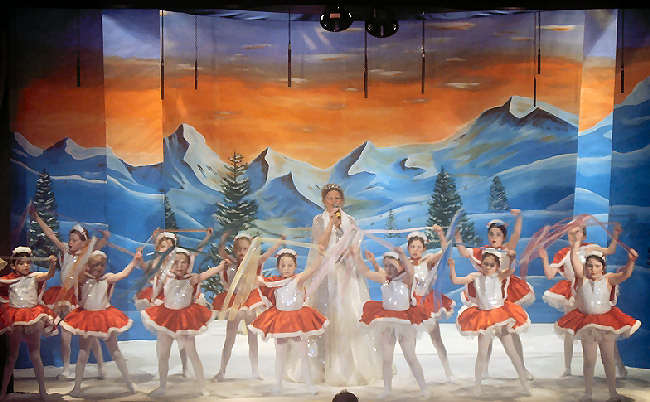 Snow scene with cast