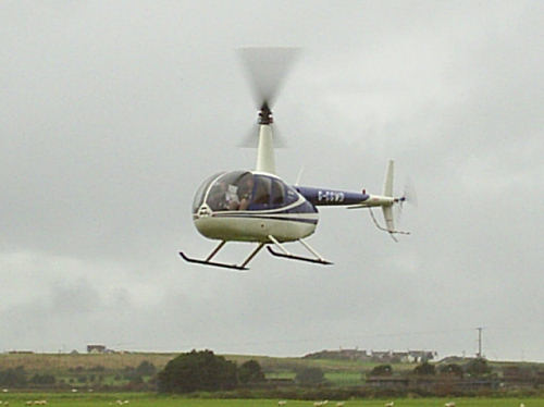 Bob arrives in the helicopter from Newtownards.