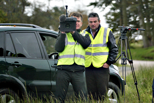 Close up of film crew