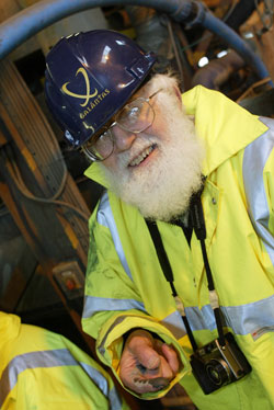 Brian examines gold particles