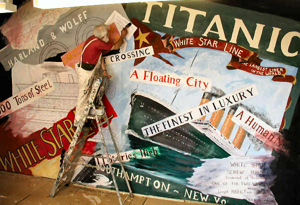Brian painting the Titanic cloth