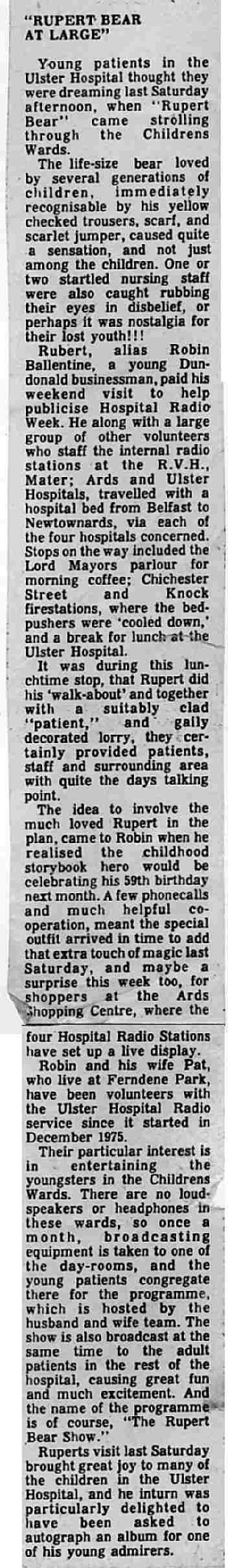 Cutting about Rupert and the Childrens' programmes
